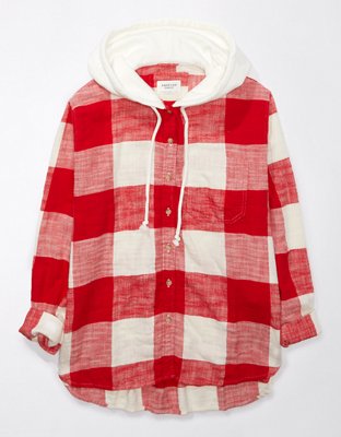 Hooded button up outlet shirt