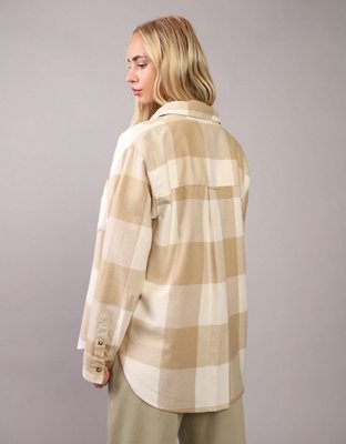 AE Camisa de flannel extragrande de diseño escocés