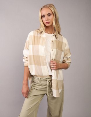 AE Camisa de flannel extragrande de diseño escocés