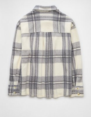 AE Fleece Plaid Shacket