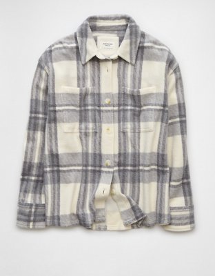 AE Fleece Plaid Shacket