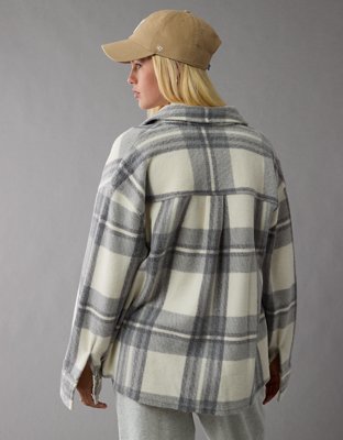 AE Fleece Plaid Shacket