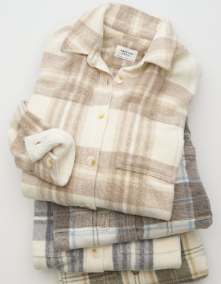 AE Fleece Plaid Shacket