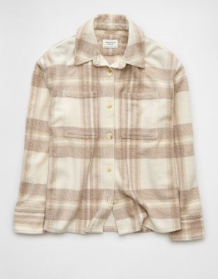 AE Fleece Plaid Shacket