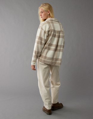 AE Fleece Plaid Shacket