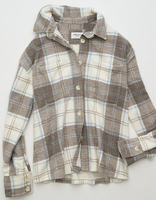 AE Fleece Plaid Shacket