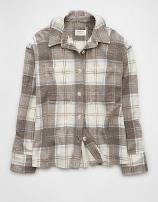 AE Fleece Plaid Shacket