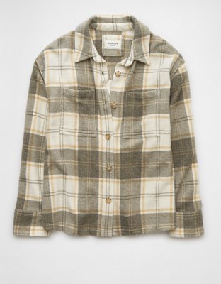 AE Fleece Plaid Shacket