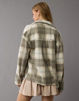 AE Fleece Plaid Shacket