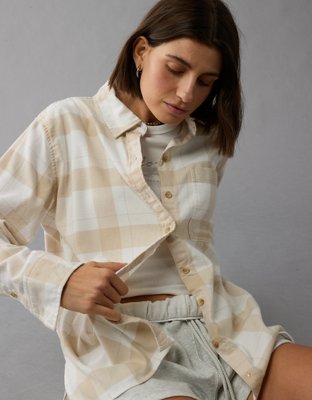 AE Oversized Plaid Button-Up Shirt