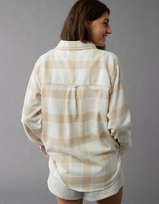 AE Oversized Plaid Button-Up Shirt