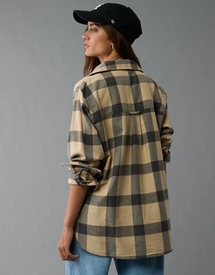 AE Oversized Plaid Button-Up Shirt