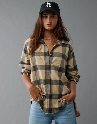 AE Oversized Plaid Button-Up Shirt