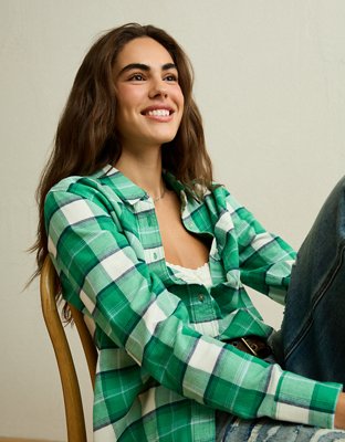 AE Throwback Flannel Button-Up Shirt