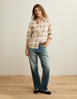 AE Throwback Flannel Button-Up Shirt