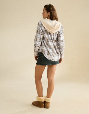 American Eagle AE Hooded Flannel, цвет: Кремовый — фото 2