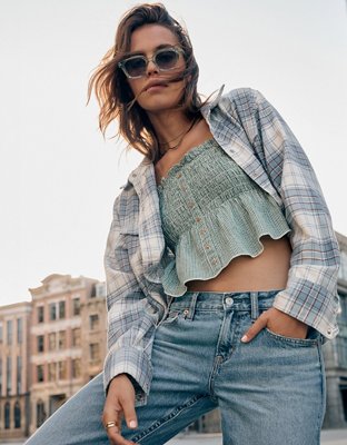 AE Throwback Flannel Button-Up Shirt