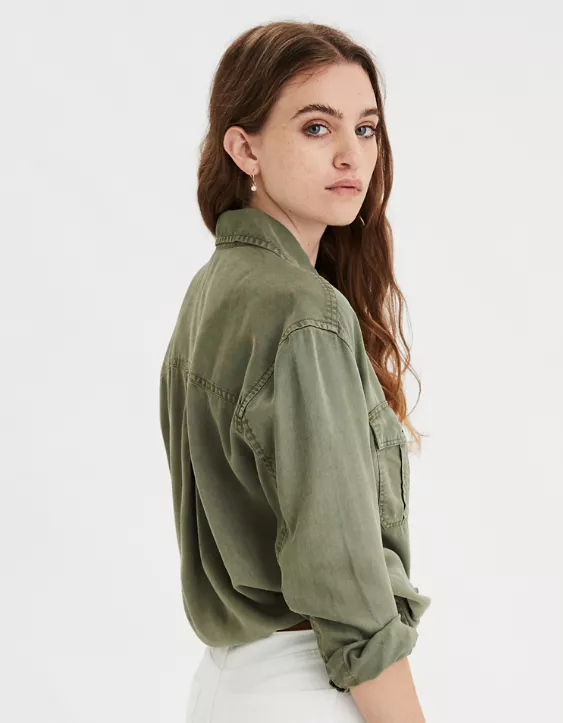 AE Oversized Military Button-Up Shirt