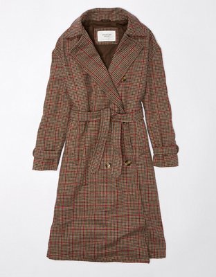 AE Plaid Trench Coat