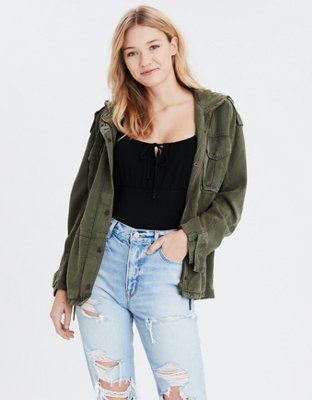 jean jacket hoodie women's american eagle