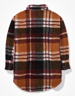 Женские куртки American Eagle AE Sherpa Plaid Shirt Jacket — фото 4