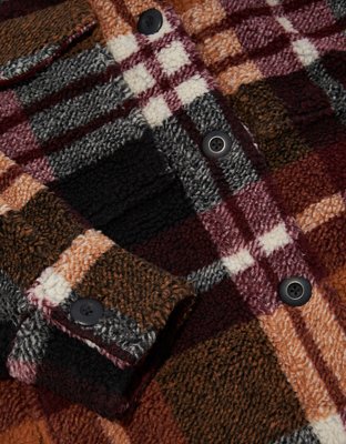 Женские куртки American Eagle AE Sherpa Plaid Shirt Jacket — фото 6