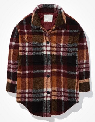 AE Sherpa Plaid Shirt Jacket