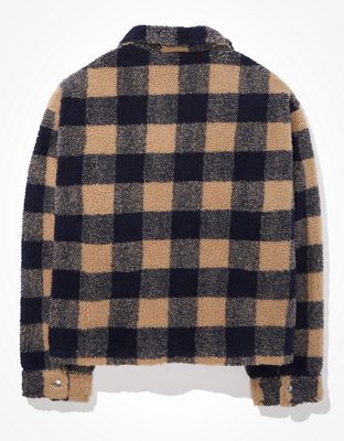 AE Plaid Sherpa Zip-Up Jacket