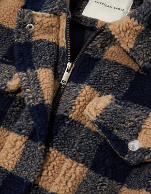 AE Plaid Sherpa Zip-Up Jacket