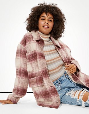 women's plaid button up jacket