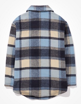 AE Oversized Plaid Flannel Shirt Jacket