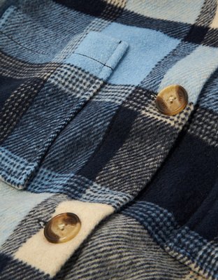 AE Oversized Plaid Flannel Shirt Jacket