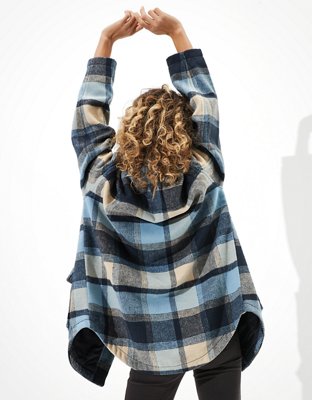 AE Oversized Plaid Flannel Shirt Jacket