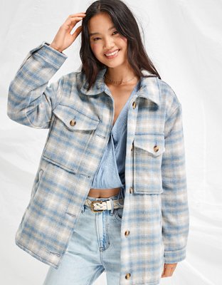 AE Brushed Plaid Shacket - Medium