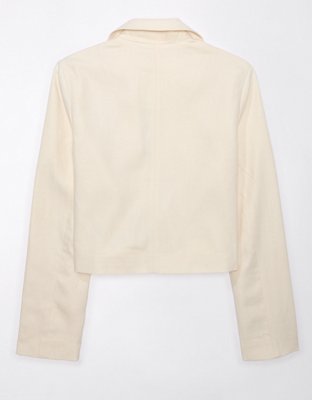 Женские пиджаки American Eagle AE Linen-Blend Cropped Blazer — фото 5