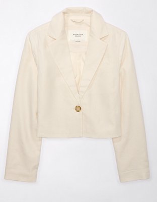 Женские пиджаки American Eagle AE Linen-Blend Cropped Blazer — фото 4
