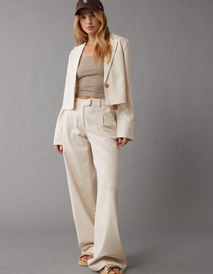 Женские пиджаки American Eagle AE Linen-Blend Cropped Blazer — фото 2