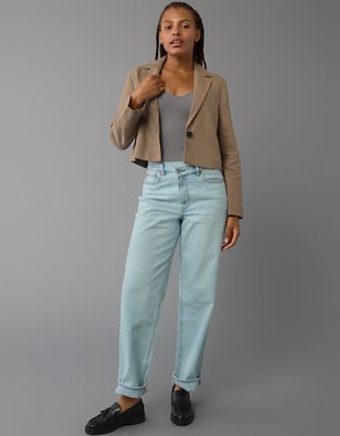 AE Linen Blend Cropped Blazer
