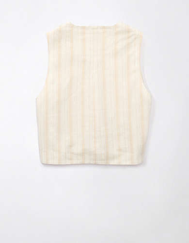 AE Linen-Blend Striped Waistcoat Vest