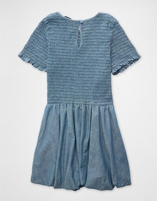 AE Smocked Denim Bubble Dress