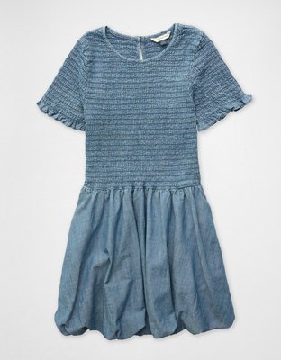 AE Smocked Denim Bubble Dress