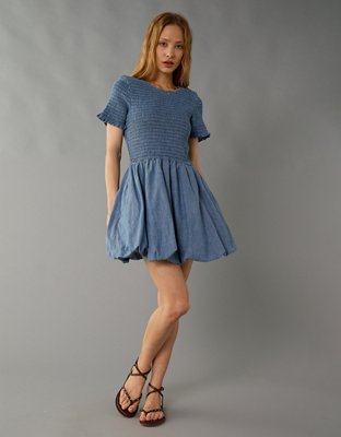 AE Smocked Denim Bubble Dress
