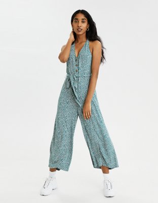 green halter jumpsuit