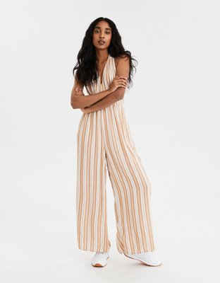 american eagle striped jumpsuit