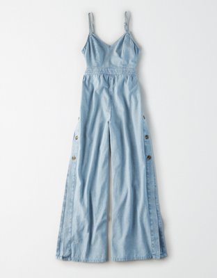 denim tie back jumpsuit