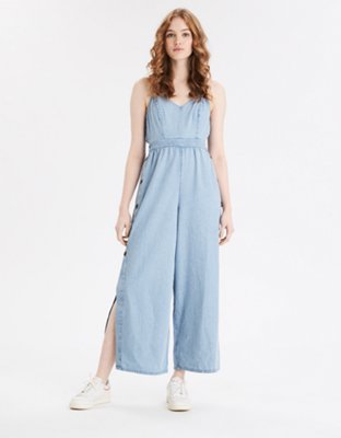 denim tie back jumpsuit