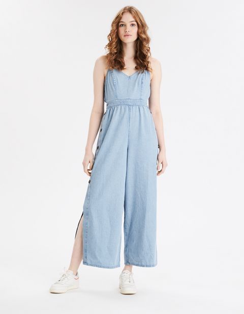 Женские комбинезоны American Eagle AE Denim Tie Back Jumpsuit