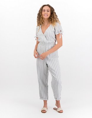 Ae easy store striped jumpsuit