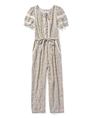AE Floral Button-Front Jumpsuit