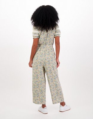 AE Floral Button-Front Jumpsuit